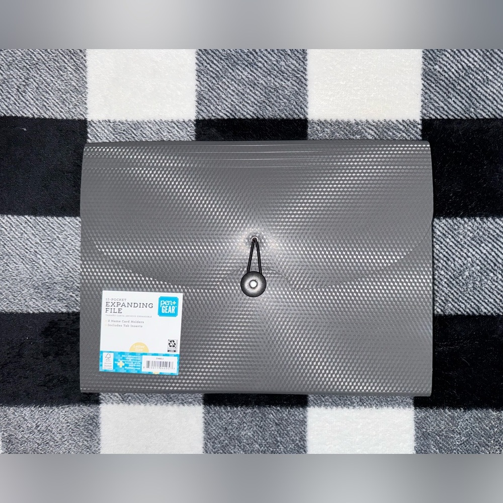 Gray Document Organizer with Snap Closure (Expanding File Holder)